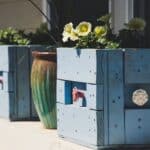 Two Blue Wooden Pots