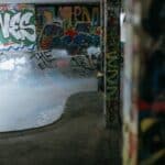 Skatepark covered in graffiti