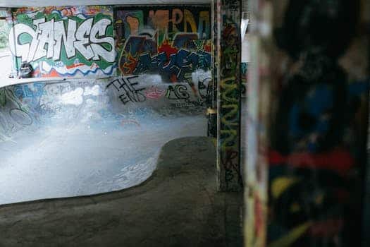 Skatepark covered in graffiti