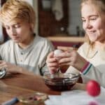 Kids Making Colorful Easter Egg