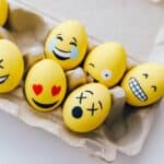 Yellow Painted Eggs With Various Facial Expressions