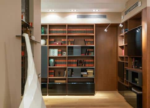 Interior of room with bookshelves